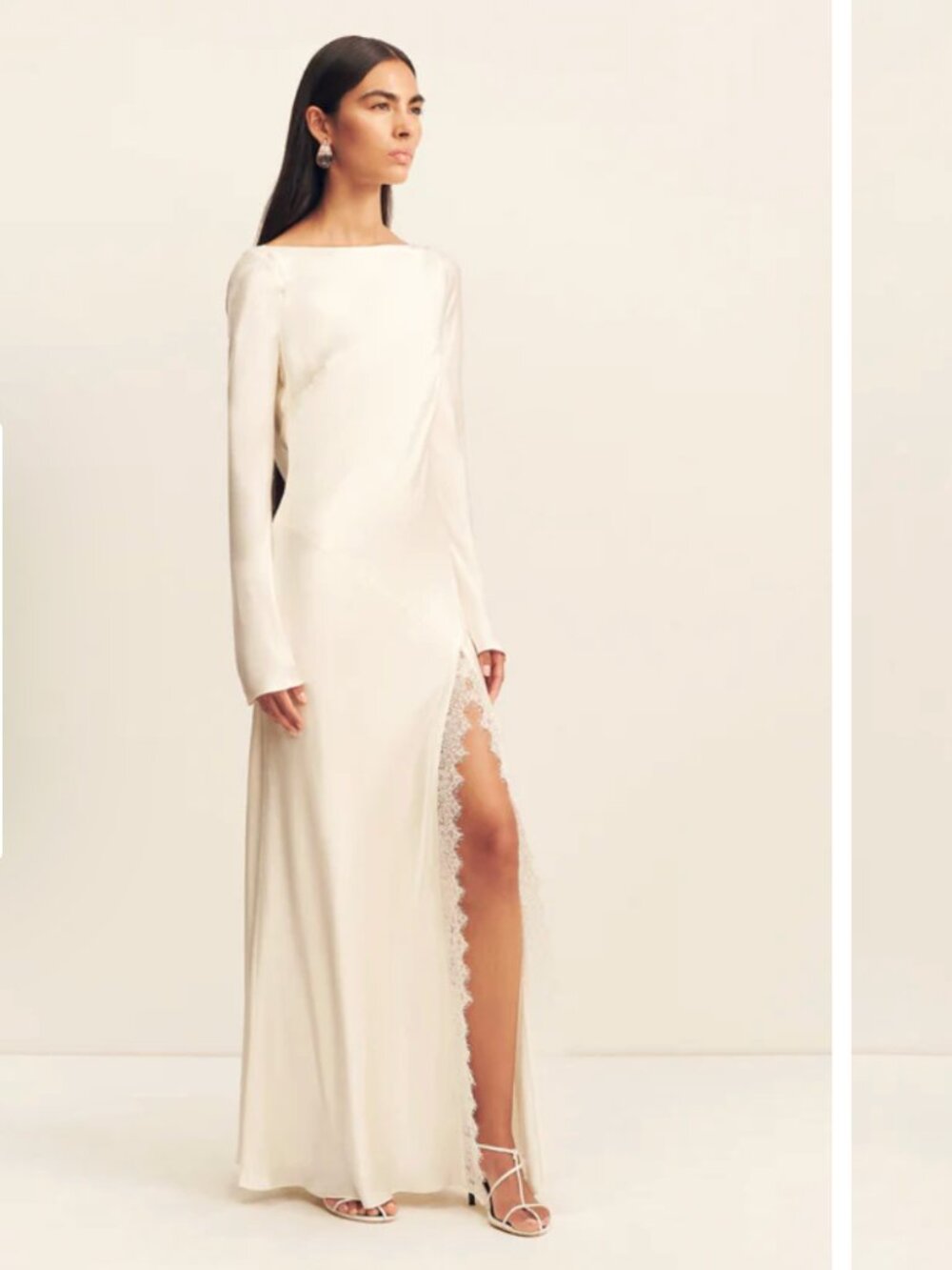 Shona Joy - Size 0 - Bridal - Ivory La lune cumulus silk backless maxi dress